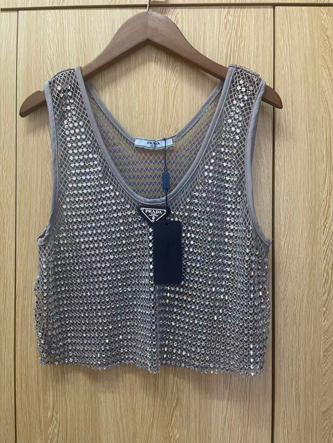 Prada Triangular Logo Crop Top